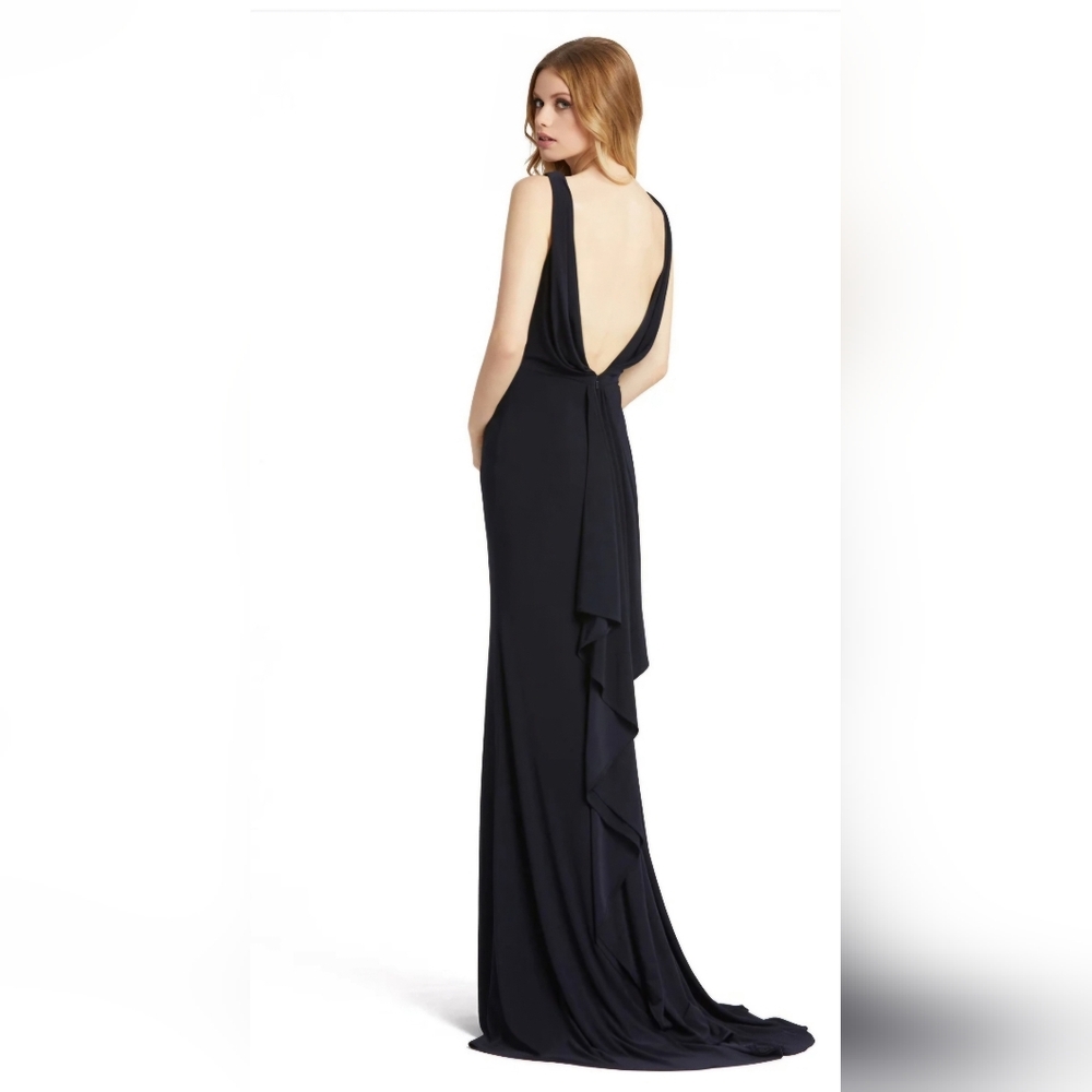Black Mac Duggal Ieena Sleeveless v neck jersey gown size 2 - Picture 2 of 13